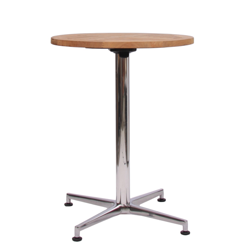 Tisch VISION Gestell Aluminium glänzend mit einer Teakholz-Tischplatte 25 mm, Ø 60 cm (TPTH-25-D60)