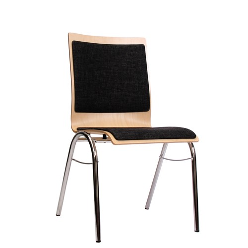 Stühle für Konferenzraum stapelbar COMBISIT B40 mit Sitz- und Rückenpolster, Uni-Stoff dunkelgrau
