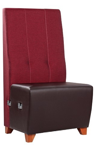 Gastrobank LUCCA 50 H BC 2-farbig; Sitzfläche Kunstleder schokobraun KB05, Rückenlehne Uni-Stoff SF43 weinrot