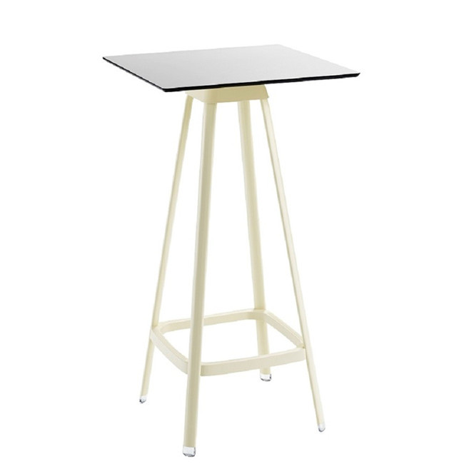 Gestell perlweiß | Tischplatte HPL weiß 69 x 69 cm