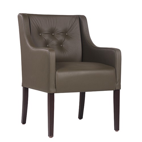 moderner Sessel für Loungebereich oder Essbereich Lederbezug: moosgrün LE9045