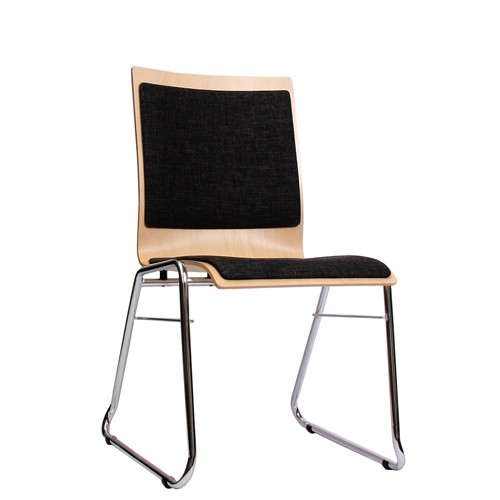 Schalenstuhl | Stapelstuhl COMBISIT C40 SRP mit Sitz- und Rückenpolster, Uni-Stoff dunkelgrau