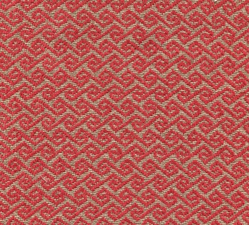 Gemusterter Polsterstoff | Möbelstoff | Bezugsstoff MAYA39 rot-beige mit Rauten-Muster