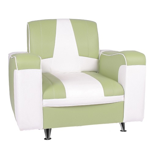 Retro Lounge-Sessel ROCKY in grün-weiß