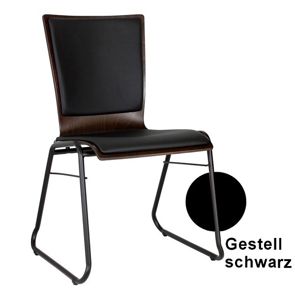 moderner Konferenzstuhl mit Kufengestell schwarz COMBISIT C71SRP in nussbaum dunkel, Kunstleder schwarz