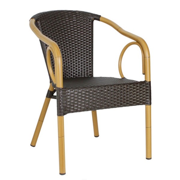 Terrassenstuhl LORETTA kaffebraun mit Armlehnen 